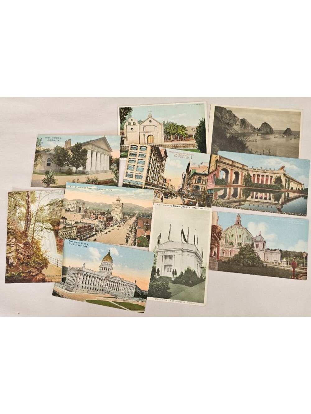 10 California Utah Buildings Scenery Postcards Lithograph Unused c.1910s- 20s Sa
